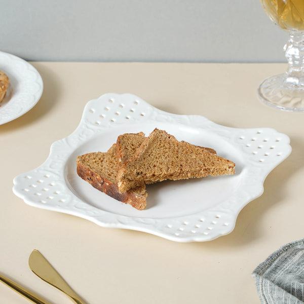 White Serving Plate - Small - Ceramic platter, serving platter, fruit platter | Plates for dining table & home decor
