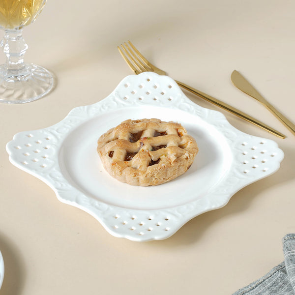 White Serving Plate - Small - Ceramic platter, serving platter, fruit platter | Plates for dining table & home decor