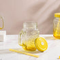 Tutti Frutti Glass Jar Yellow with Lid and Straw Set of 4