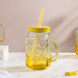 Tutti Frutti Glass Jar Yellow with Lid and Straw Set of 4