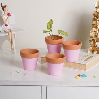 Pink Mini Clay Pot Set Of 4