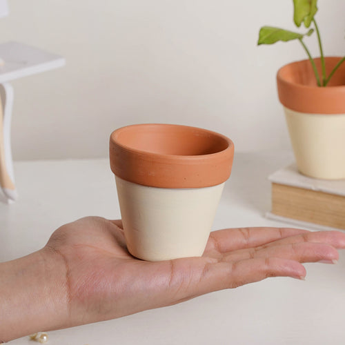 Cream Mini Clay Pot Set Of 4 - Indoor planters and flower pots | Home decor items