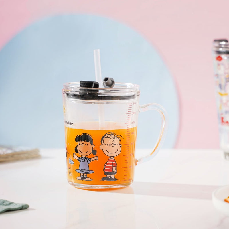 Sunshine Glass Tumbler Small With Lid And Straw 350 ml
