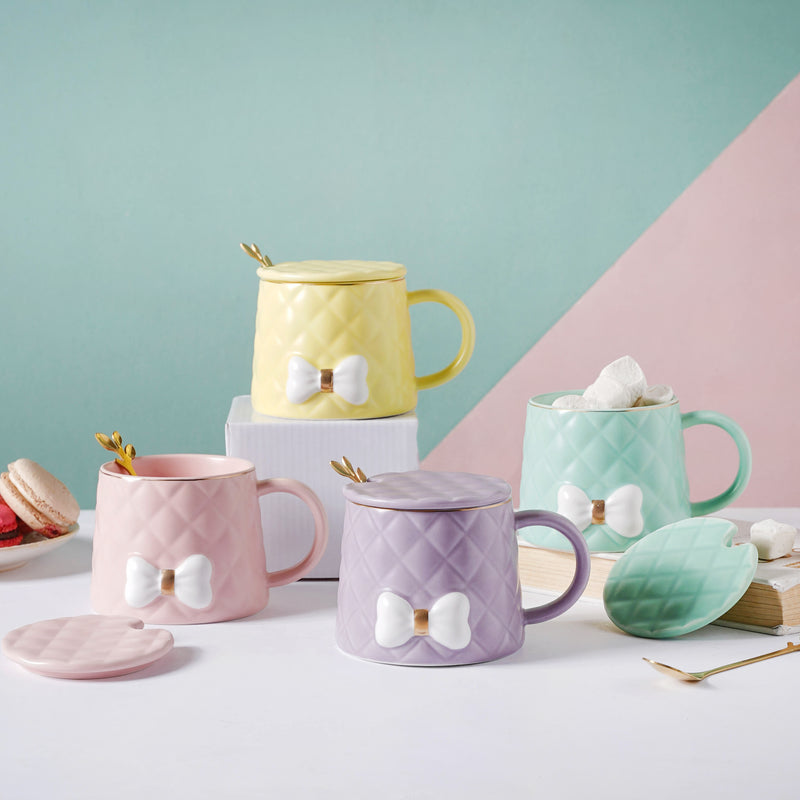 Textured Bow Cup- Mug for coffee, tea mug, cappuccino mug | Cups and Mugs for Coffee Table & Home Decor