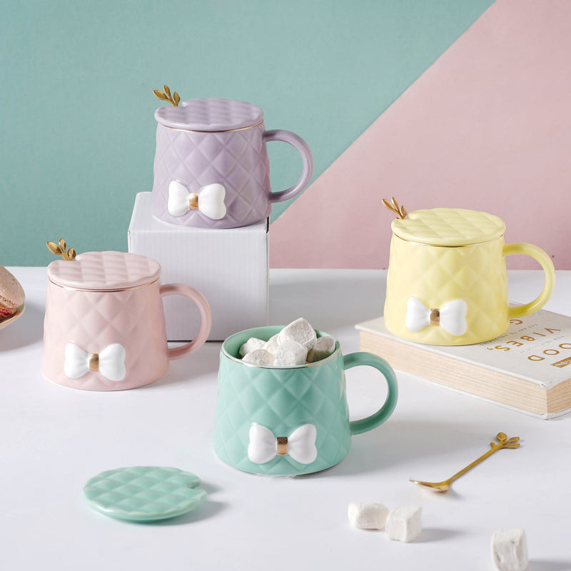 Textured Bow Cup- Mug for coffee, tea mug, cappuccino mug | Cups and Mugs for Coffee Table & Home Decor