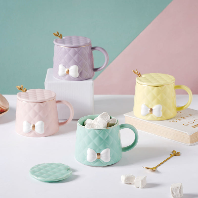 Textured Bow Cup- Mug for coffee, tea mug, cappuccino mug | Cups and Mugs for Coffee Table & Home Decor