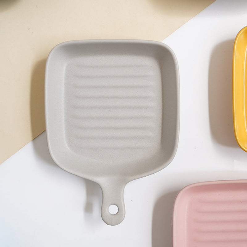 Grey Ceramic Grill Plate - Ceramic platter, serving platter, fruit platter | Plates for dining table & home decor