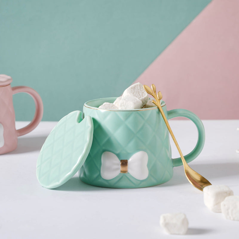 Textured Bow Cup- Mug for coffee, tea mug, cappuccino mug | Cups and Mugs for Coffee Table & Home Decor