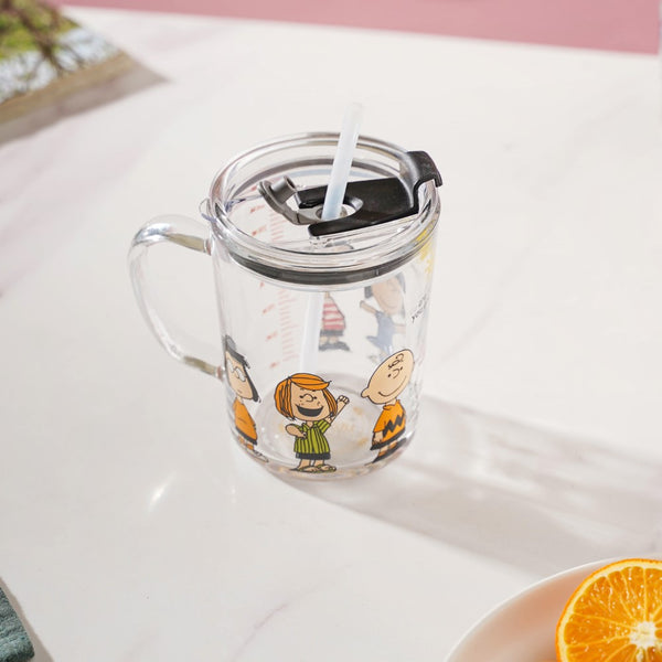 Sunshine Glass Tumbler Small With Lid And Straw 350 ml