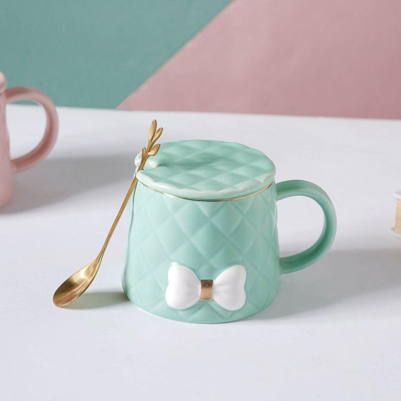 Textured Bow Cup- Mug for coffee, tea mug, cappuccino mug | Cups and Mugs for Coffee Table & Home Decor