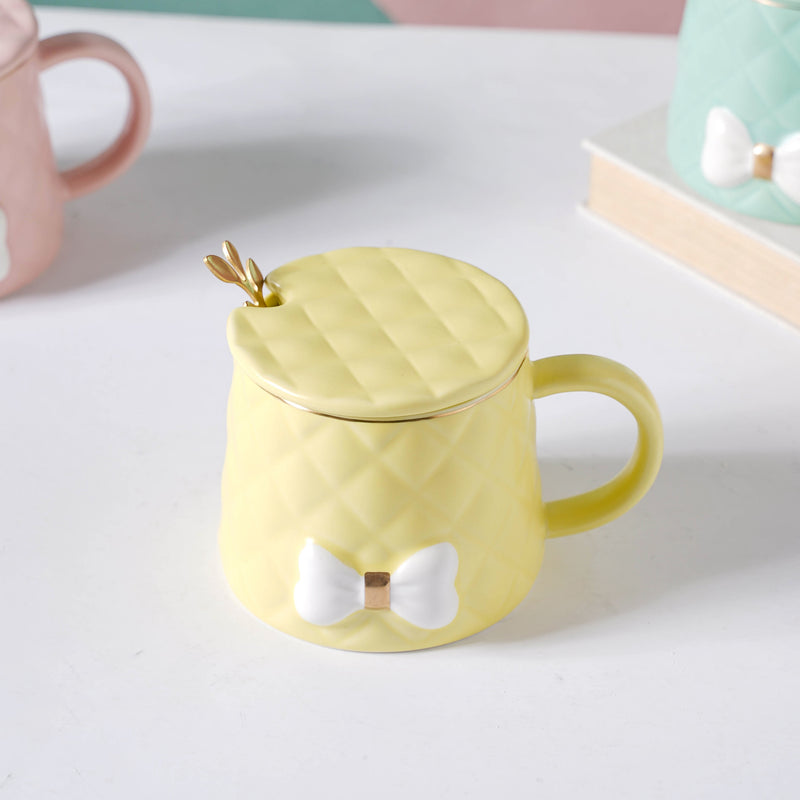 Textured Bow Cup- Mug for coffee, tea mug, cappuccino mug | Cups and Mugs for Coffee Table & Home Decor