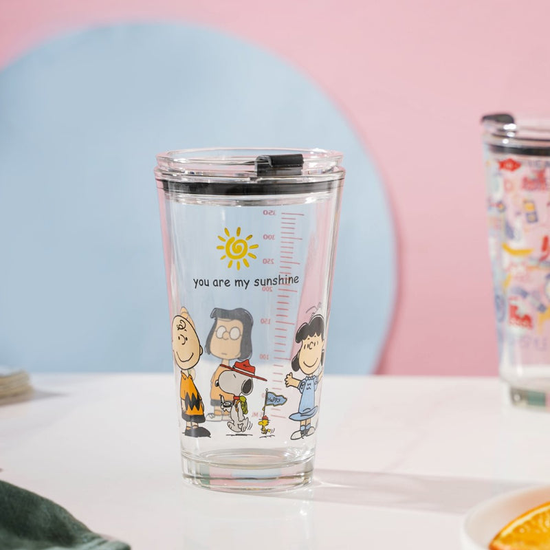 Sunshine Glass Tumbler Large With Lid 350 ml