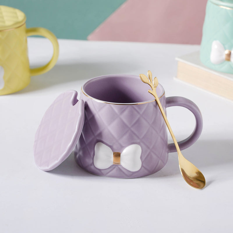 Textured Bow Cup- Mug for coffee, tea mug, cappuccino mug | Cups and Mugs for Coffee Table & Home Decor