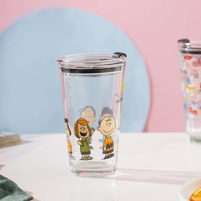 Sunshine Glass Tumbler Large With Lid 350 ml