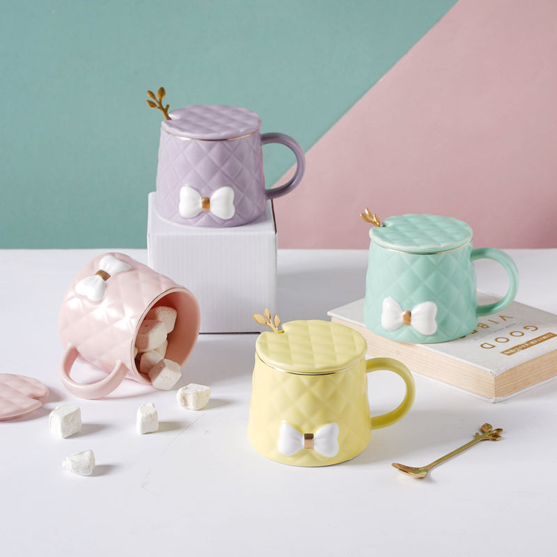 Textured Bow Cup- Mug for coffee, tea mug, cappuccino mug | Cups and Mugs for Coffee Table & Home Decor