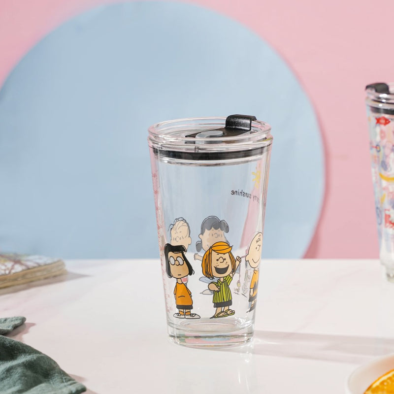 Sunshine Glass Tumbler Large With Lid 350 ml