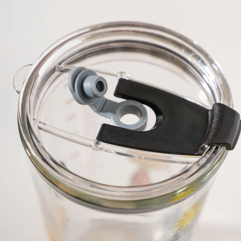 Sunshine Glass Tumbler Large With Lid 350 ml