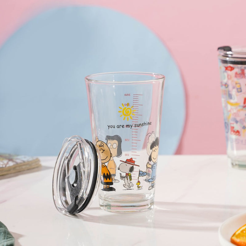 Sunshine Glass Tumbler Large With Lid 350 ml