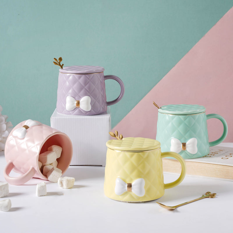 Textured Bow Cup- Mug for coffee, tea mug, cappuccino mug | Cups and Mugs for Coffee Table & Home Decor