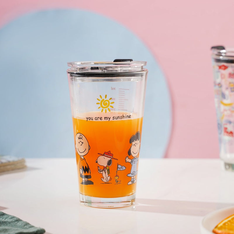Sunshine Glass Tumbler Large With Lid 350 ml
