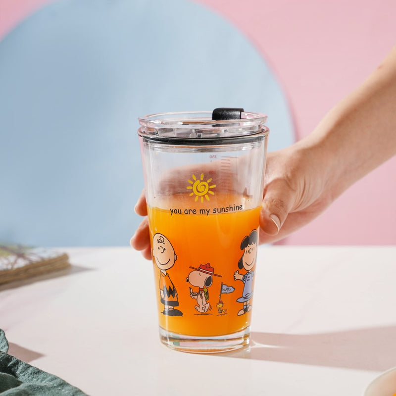 Sunshine Glass Tumbler Large With Lid 350 ml