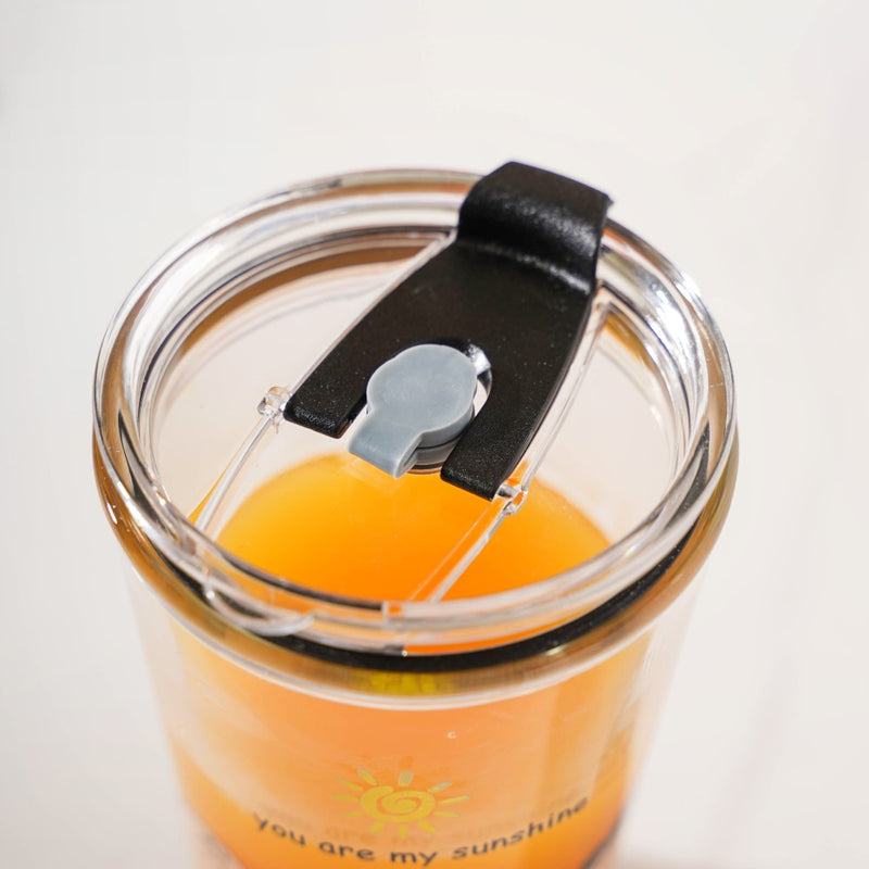 Sunshine Glass Tumbler Large With Lid 350 ml