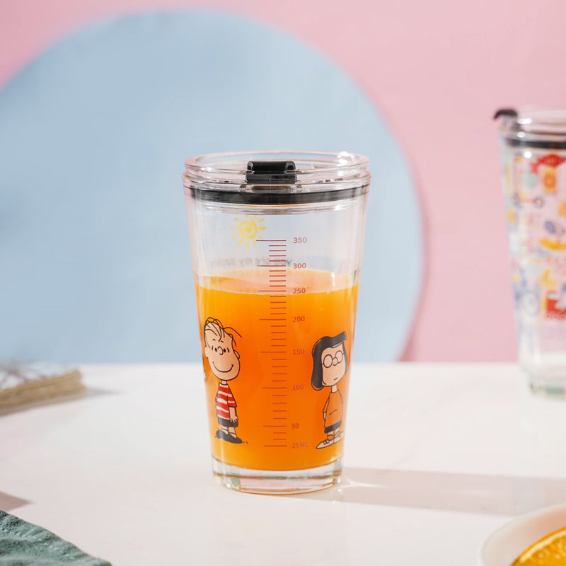 Sunshine Glass Tumbler Large With Lid 350 ml