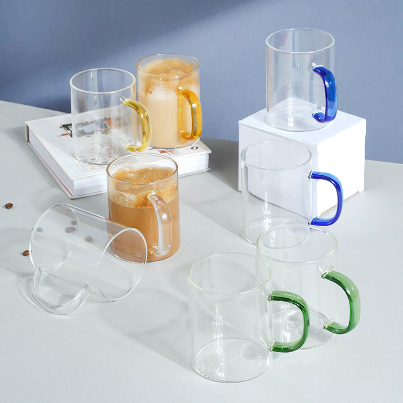 Glass Tea Mug Set of 2- Tea cup, coffee cup, cup for tea | Cups and Mugs for Office Table & Home Decoration