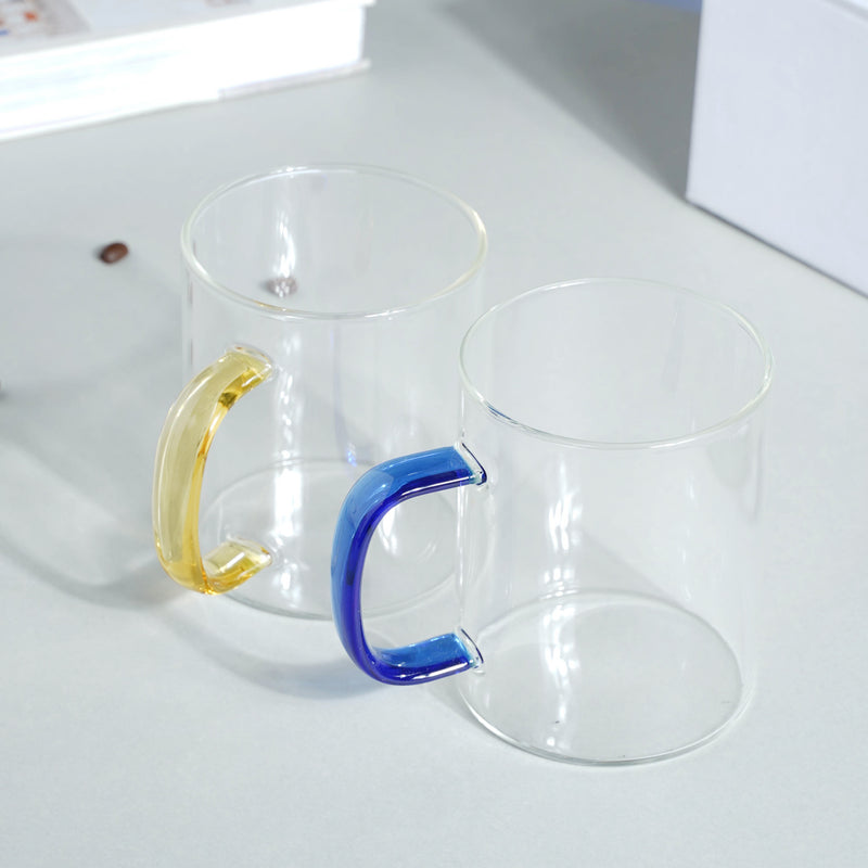 Glass Tea Mug Set of 2- Tea cup, coffee cup, cup for tea | Cups and Mugs for Office Table & Home Decoration