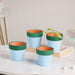 Green Rim Sky Blue Mini Pot Set Of 4 - Indoor planters and flower pots | Home decor items