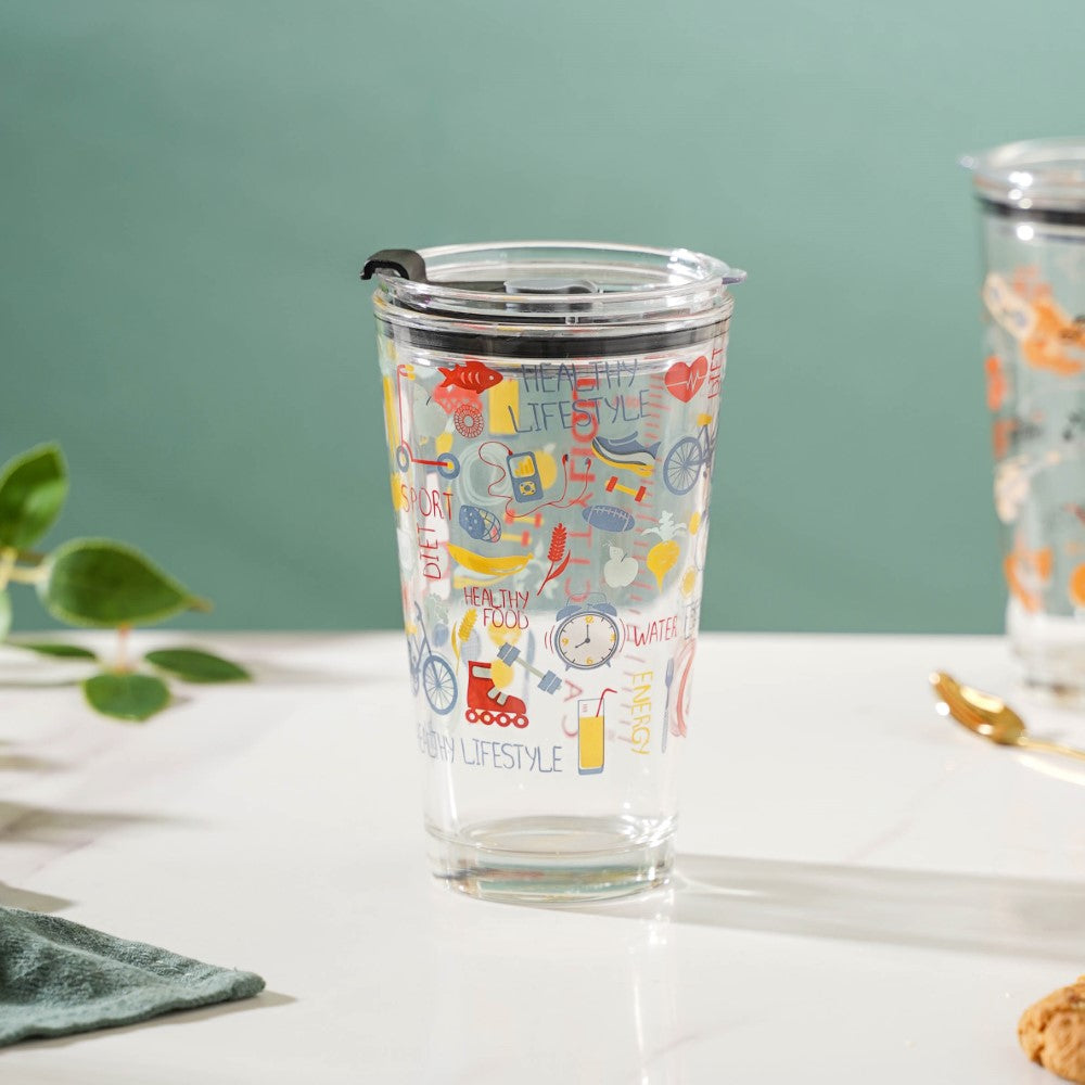 Printed Tumbler Glass, 400Ml