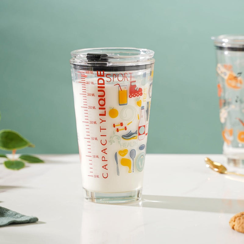 Quirky Glass Tumbler With Lid 400 ml
