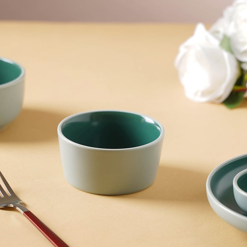 Zoella Dessert Bowl Green 150 ml - Bowl,ceramic bowl, snack bowls, curry bowl, popcorn bowls | Bowls for dining table & home decor