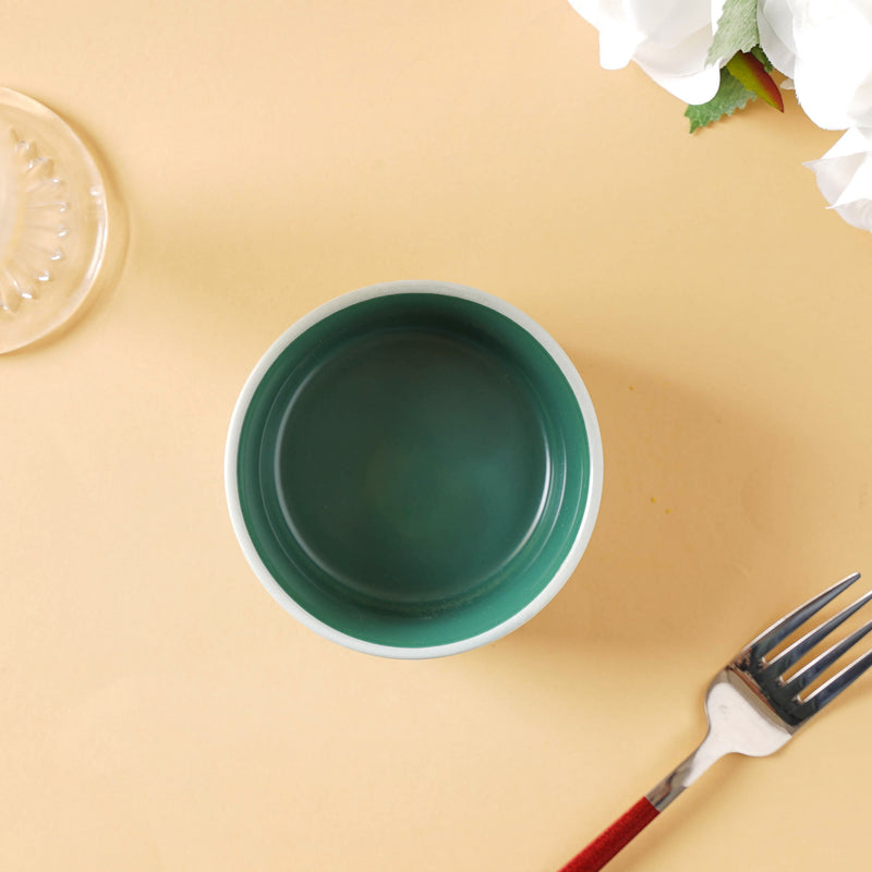 Zoella Dessert Bowl Green 150 ml - Bowl,ceramic bowl, snack bowls, curry bowl, popcorn bowls | Bowls for dining table & home decor
