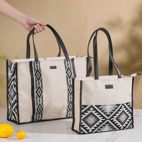 Nahua Canvas Magazine Tote Bag Set Of 2 | Nestasia