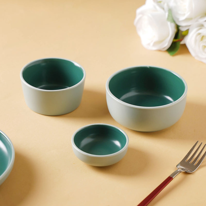 Zoella Dessert Bowl Green 150 ml - Bowl,ceramic bowl, snack bowls, curry bowl, popcorn bowls | Bowls for dining table & home decor
