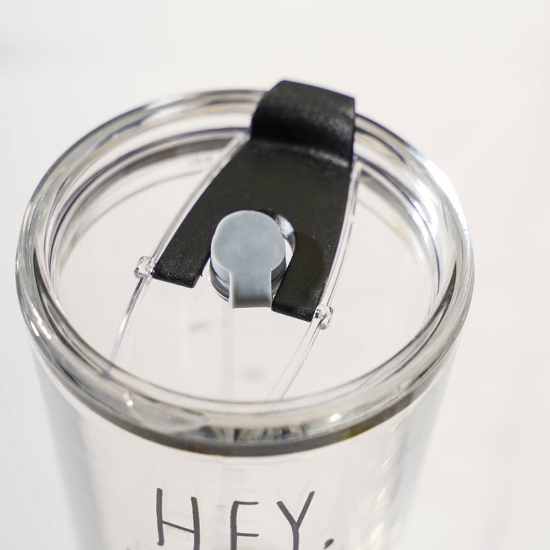 Motivational Text Glass Tumbler With Silicone Lid 400 ml