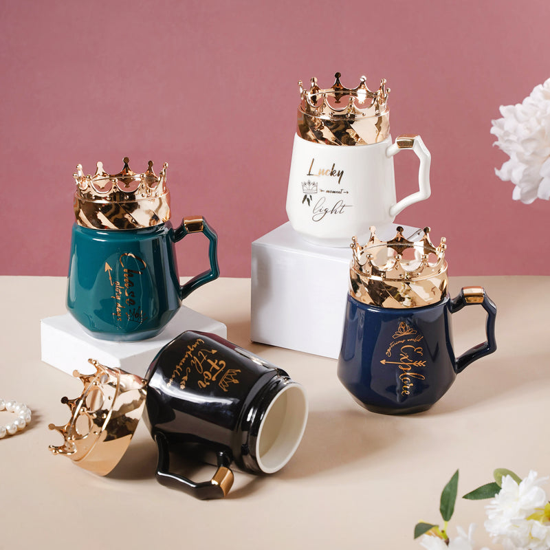 Mug With A Crown Lid- Mug for coffee, tea mug, cappuccino mug | Cups and Mugs for Coffee Table & Home Decor