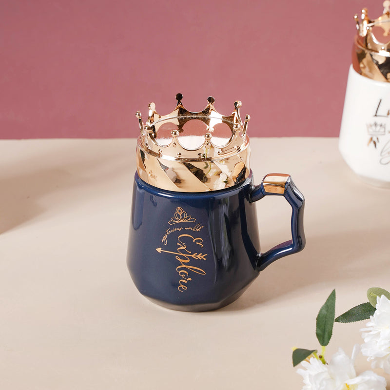 Mug With A Crown Lid- Mug for coffee, tea mug, cappuccino mug | Cups and Mugs for Coffee Table & Home Decor