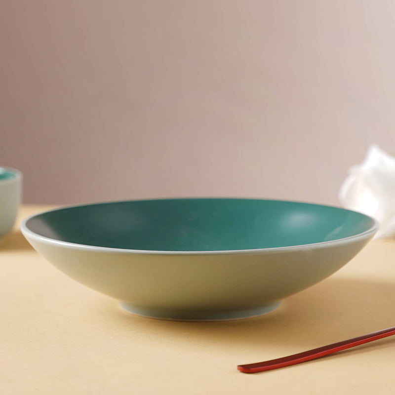 Zoella Noodle Plate Green - Serving plate, pasta plate, lunch plate, deep plate | Plates for dining table & home decor