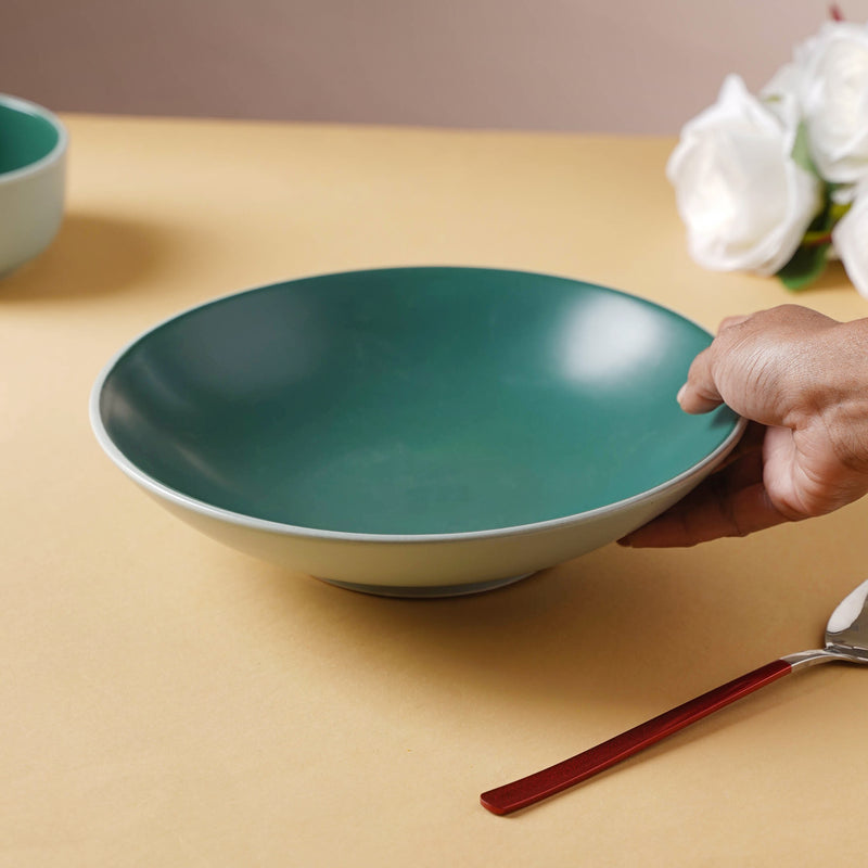 Zoella Noodle Plate Green - Serving plate, pasta plate, lunch plate, deep plate | Plates for dining table & home decor