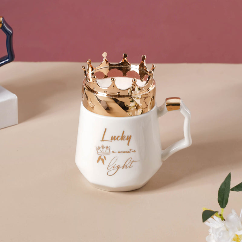 Mug With A Crown Lid- Mug for coffee, tea mug, cappuccino mug | Cups and Mugs for Coffee Table & Home Decor