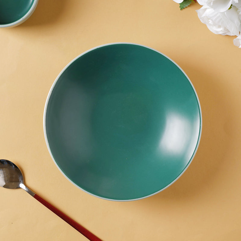 Zoella Noodle Plate Green - Serving plate, pasta plate, lunch plate, deep plate | Plates for dining table & home decor