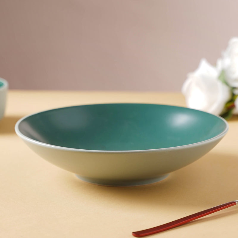 Zoella Noodle Plate Green - Serving plate, pasta plate, lunch plate, deep plate | Plates for dining table & home decor