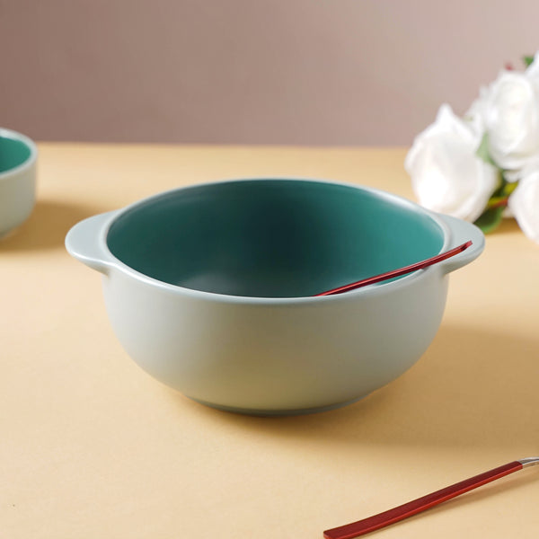 Zoella Ceramic Bowl Green - Bowl, ceramic bowl, serving bowls, noodle bowl, salad bowls, bowl for snacks, baking bowls, large serving bowl, bowl with handle | Bowls for dining table & home decor