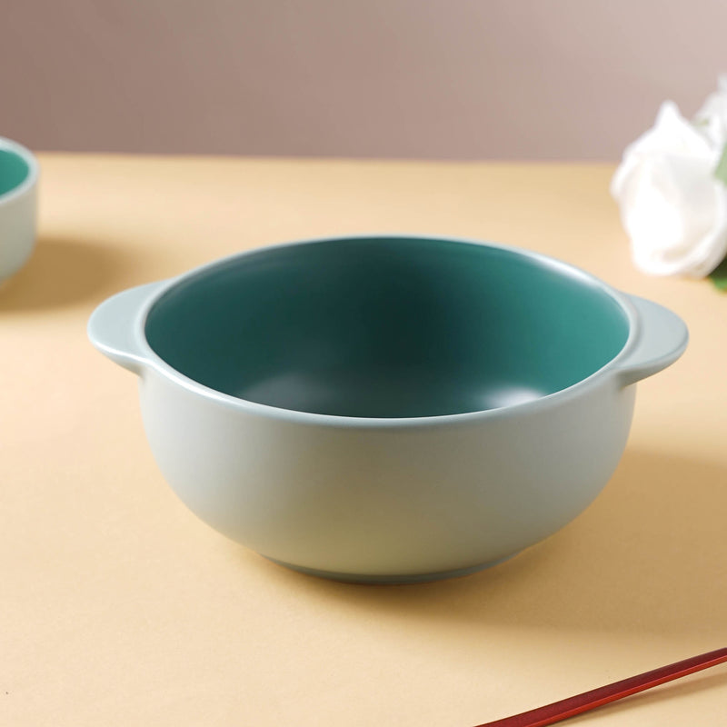 Zoella Ceramic Bowl Green - Bowl, ceramic bowl, serving bowls, noodle bowl, salad bowls, bowl for snacks, baking bowls, large serving bowl, bowl with handle | Bowls for dining table & home decor