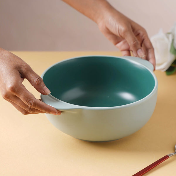 Zoella Ceramic Bowl Green - Bowl, ceramic bowl, serving bowls, noodle bowl, salad bowls, bowl for snacks, baking bowls, large serving bowl, bowl with handle | Bowls for dining table & home decor