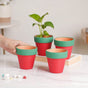 Green Rim Red Clay Pot Set Of 4 - Indoor planters and flower pots | Home decor items