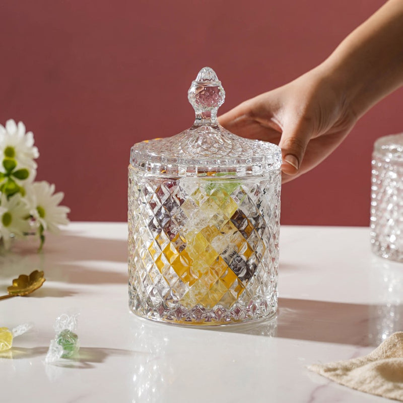 Transparent Crystal Glass Large Candy Jar 600 ml - Jar