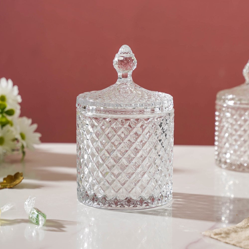 Transparent Crystal Glass Large Candy Jar 600 ml Online - Premium Jar ...